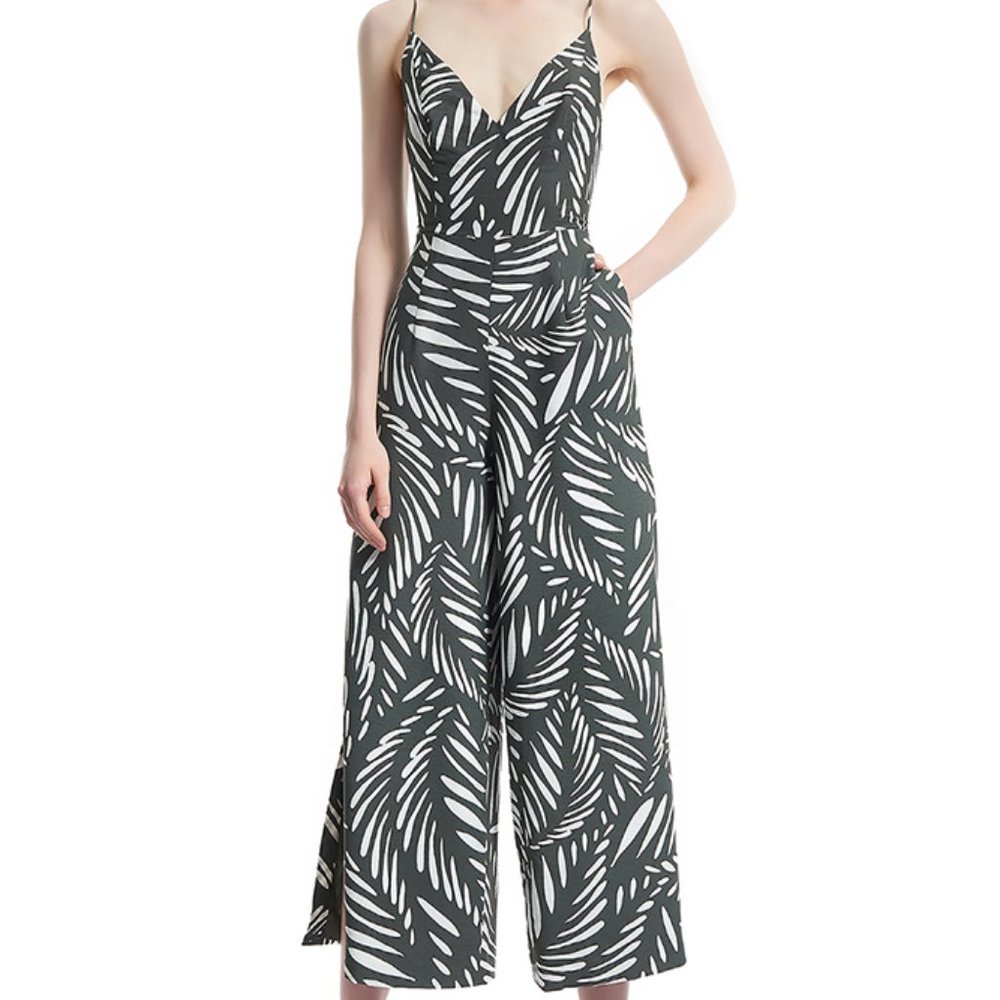 Finders Keepers Knox Olive Green Printed Jumpsuit